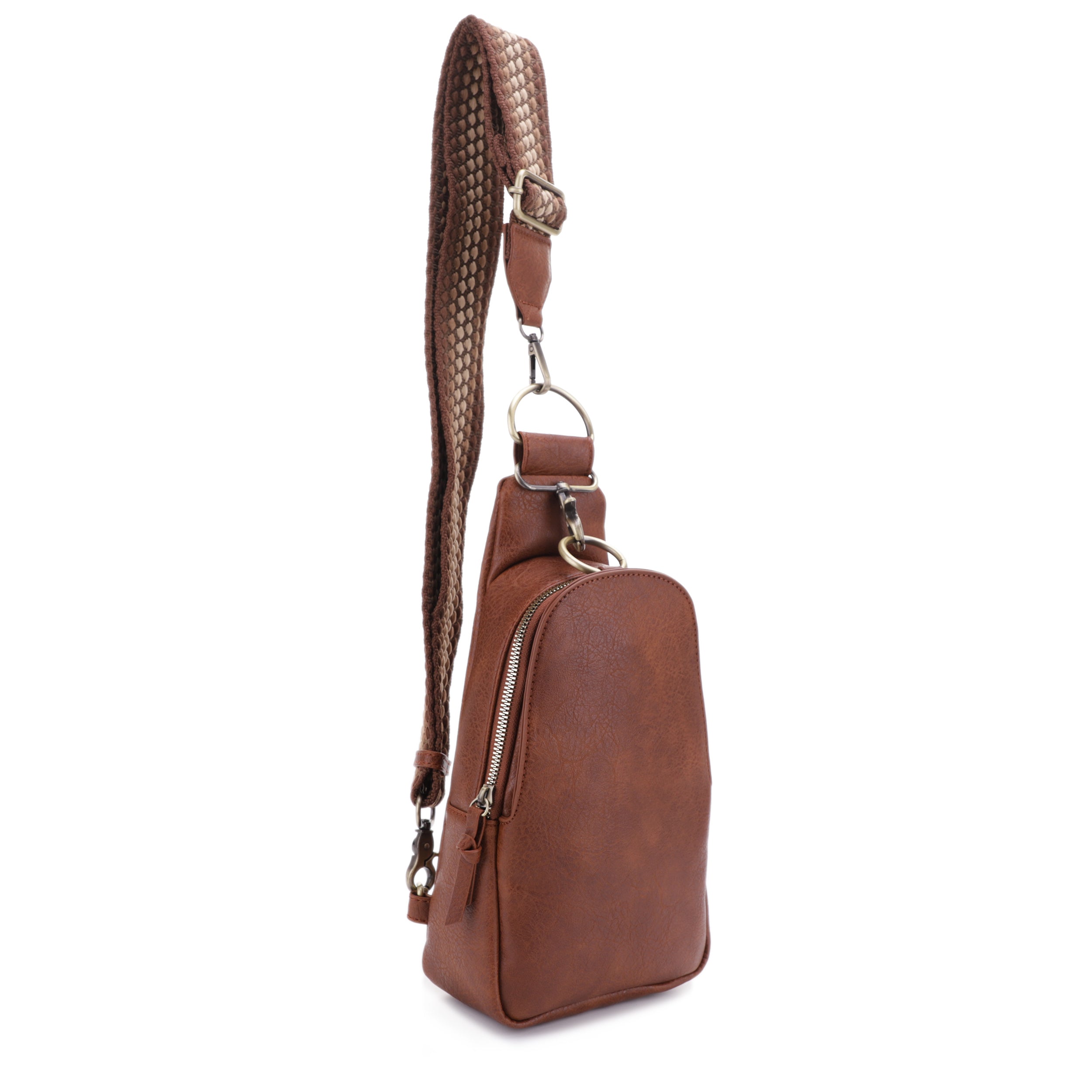 NEW Rossetti Julia Sling Bag Woven Backpack Brown Trim Crossbody JULIA | Leather Commuter Backpack (SLC-702) – Sarge Leather Co main image 4