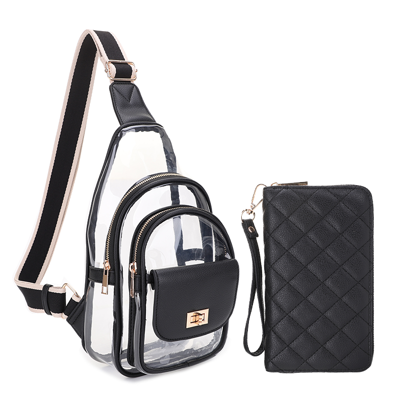 SG SUGU 2 Piece Set Emma Diamond Quilted Crossbody Sling Bag with Matching Wallet