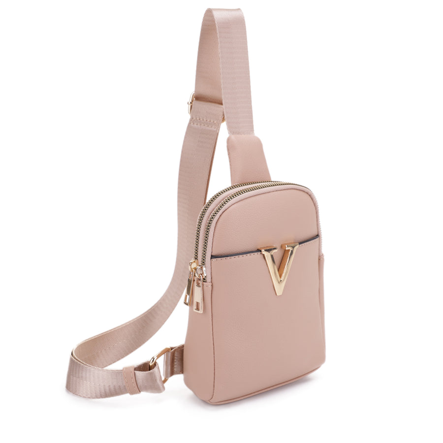 SUGU Layla Double Compartment Crossbody Sling Bag with V detailing