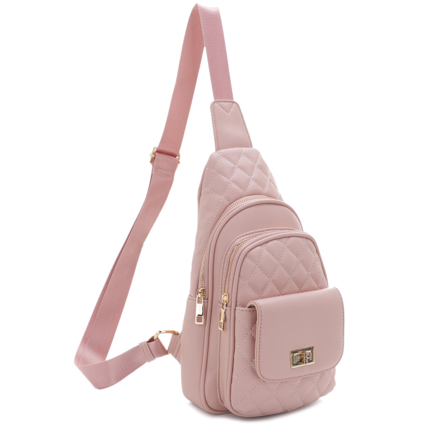 SG SUGU Emma Diamond Quilted Triple Compartment Crossbody Sling Bag