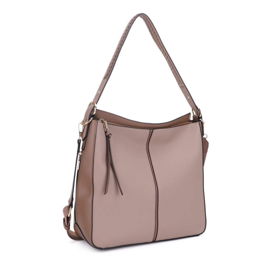 Tyla Vegan Leather Hobo Shoulder Bag with Adjustable Crossbody Strap