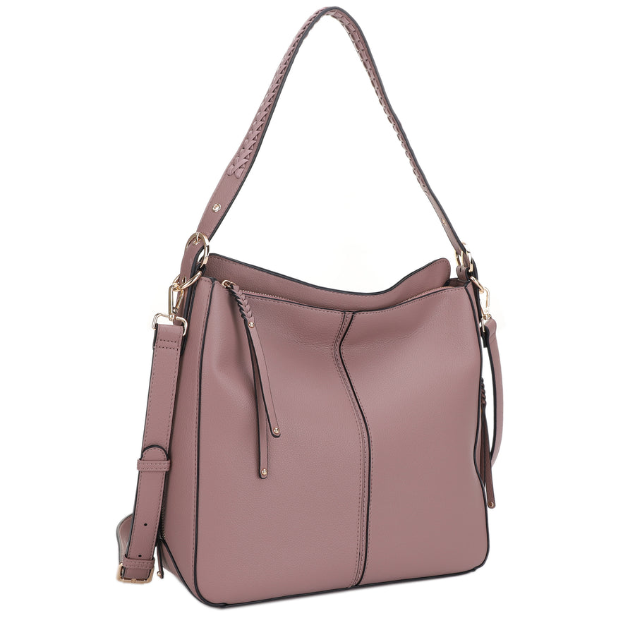 Tyla Vegan Leather Hobo Shoulder Bag with Adjustable Crossbody Strap