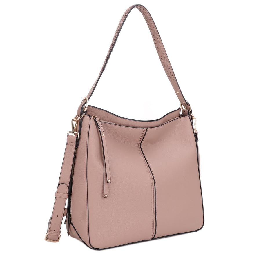 Tyla Vegan Leather Hobo Shoulder Bag with Adjustable Crossbody Strap