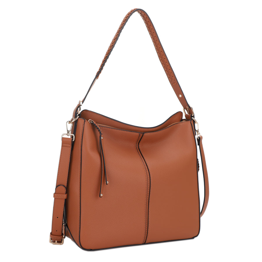 Tyla Vegan Leather Hobo Shoulder Bag with Adjustable Crossbody Strap