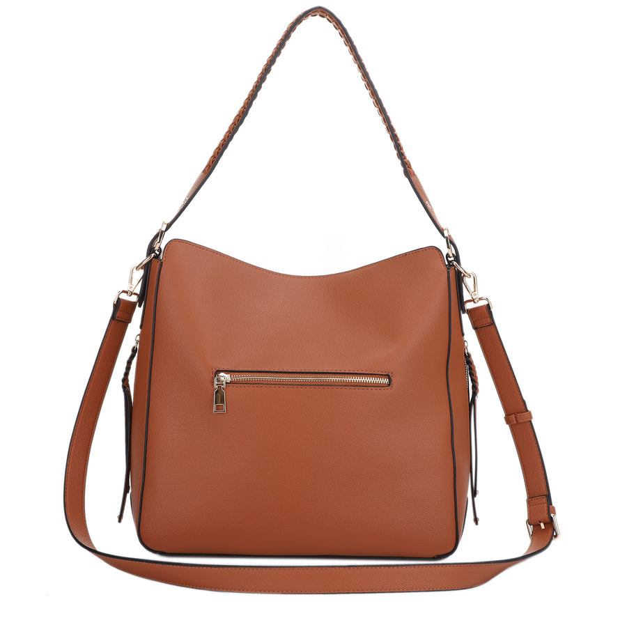 Tyla Vegan Leather Hobo Shoulder Bag with Adjustable Crossbody Strap