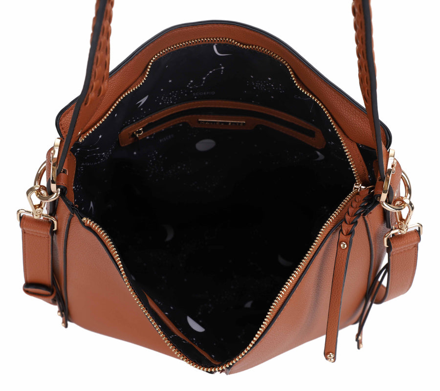 Tyla Vegan Leather Hobo Shoulder Bag with Adjustable Crossbody Strap