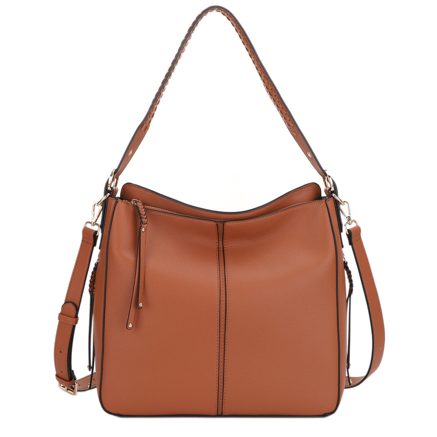 Tyla Vegan Leather Hobo Shoulder Bag with Adjustable Crossbody Strap