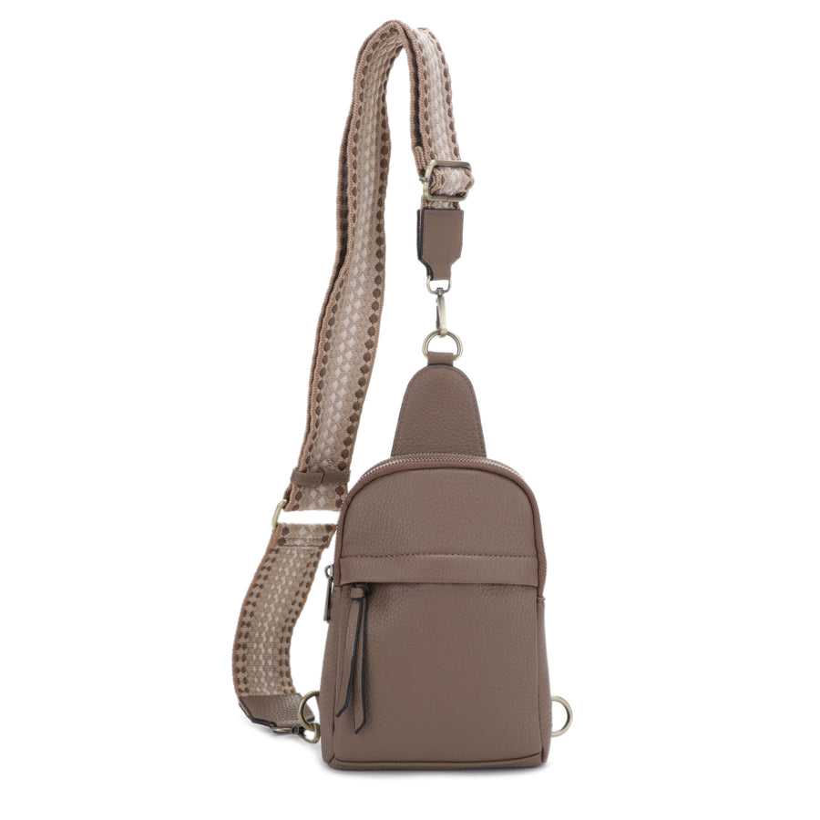 SG SUGU Sara Double Compartment Small Crossbody Sling Bag with Colored Webbing Strap