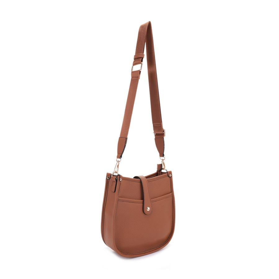 SG SUGU Hannah PU Leather Crossbody Hobo Bag with Webbing Strap