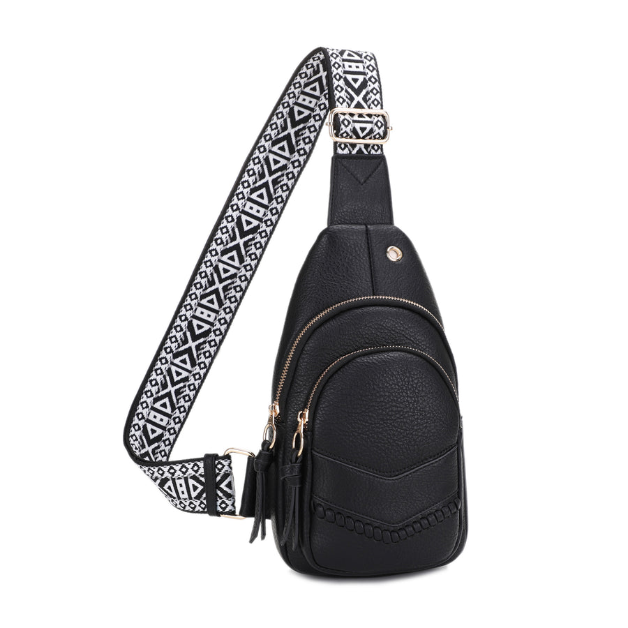 SG SUGU Jamie Whip Stitch Crossbody Sling Bag with Wide Webbing Strap