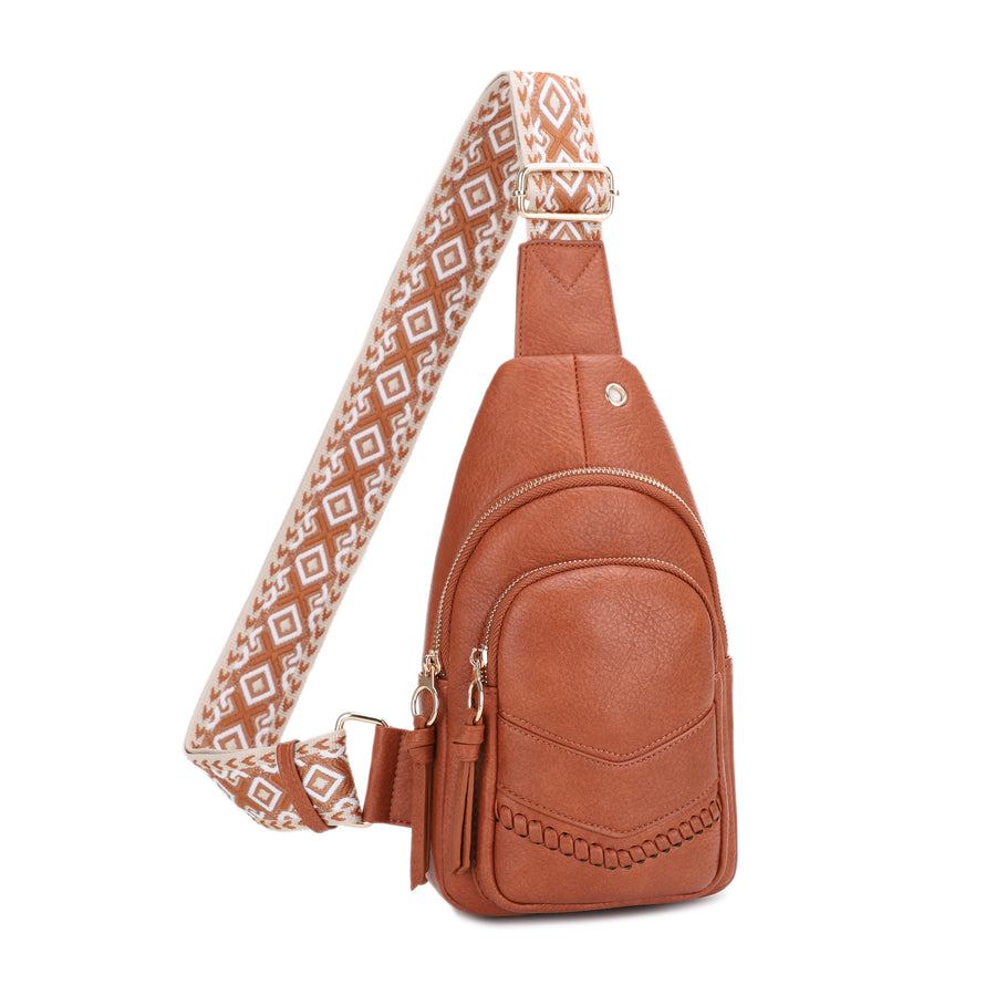 SG SUGU Jamie Whip Stitch Crossbody Sling Bag with Wide Webbing Strap