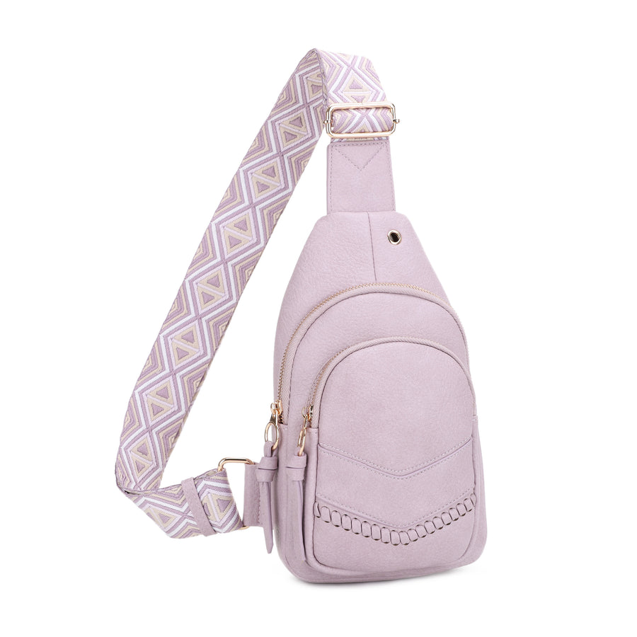 SG SUGU Jamie Whip Stitch Crossbody Sling Bag with Wide Webbing Strap