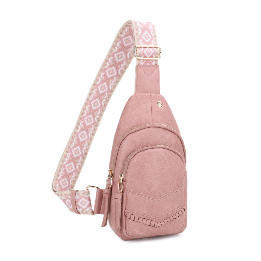 SG SUGU Jamie Whip Stitch Crossbody Sling Bag with Wide Webbing Strap