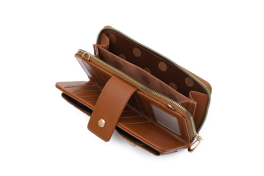 Happer Embossed Wallet on String with Detachable Adjustable Shoulder Strap