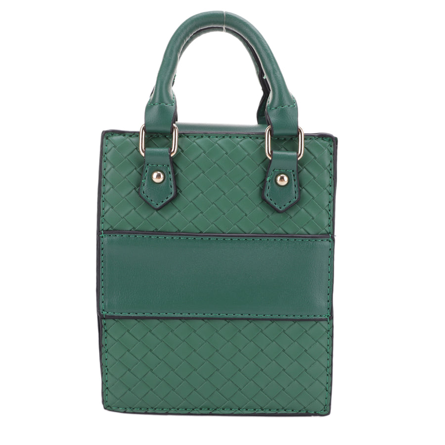 AMELIA WOVEN CROSSBODY WITH SOLID STRIP HANDLE