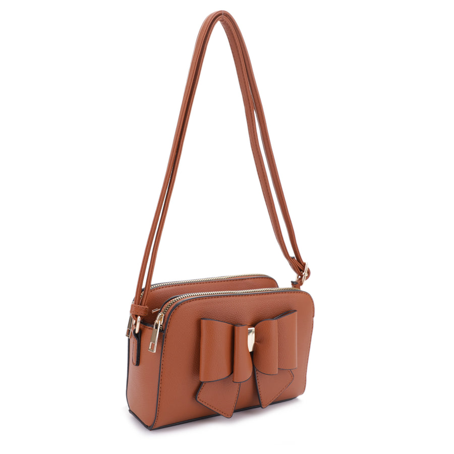 SG SUGU Riley Triple Compartment Crossbody Bag with Bow Detailling