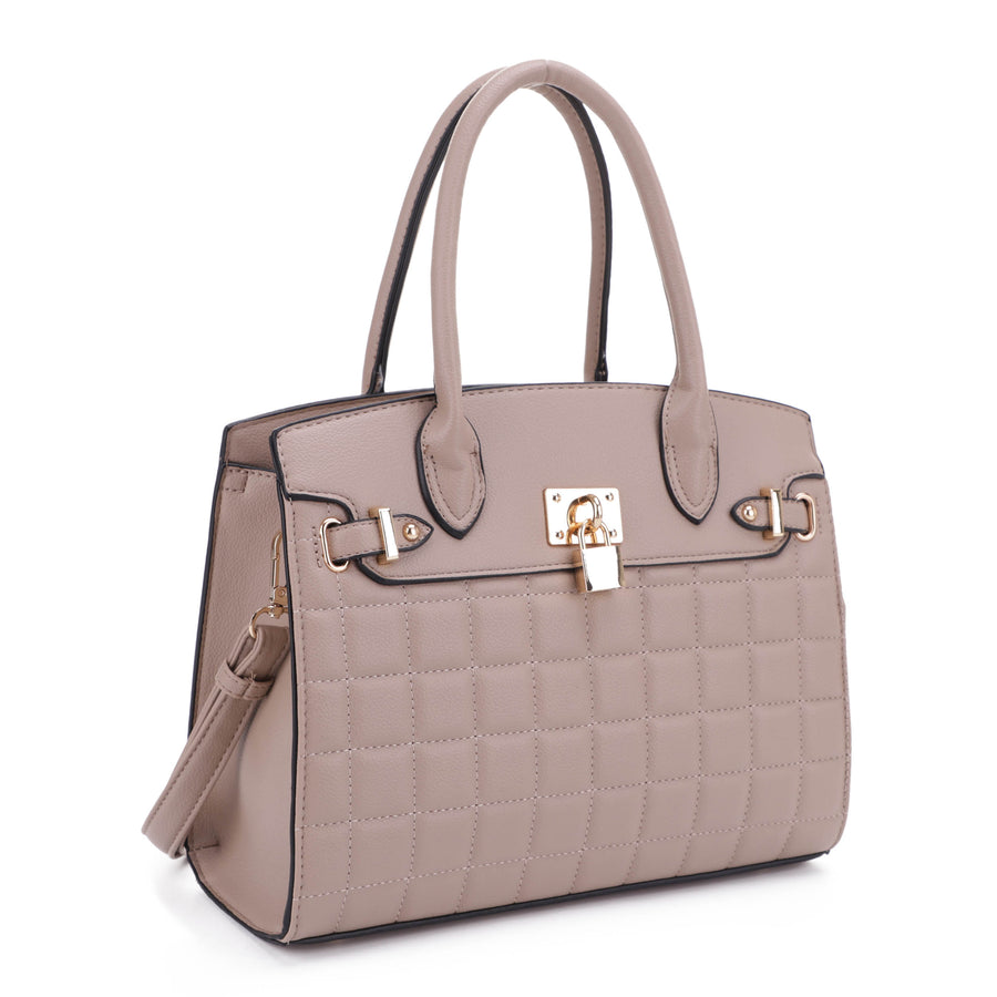 SG SUGU Ivy Sqaure Quilted Top Handle Satchel with Lock