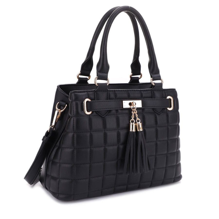 SG SUGU Victoria Square Quilted Satchel with Tassels